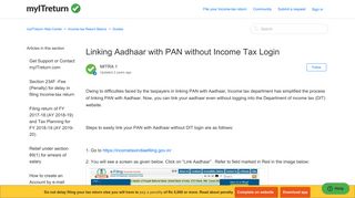 Linking Aadhaar with PAN without Income Tax Login – myITreturn ...