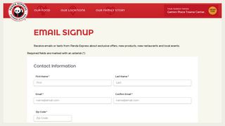 Email Signup | Panda Express Chinese Restaurant