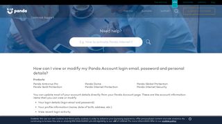 How can I view or modify my Panda Account login ... - Panda Security