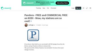 Pandora - FREE and COMMERCIAL FREE on KODI - Wow, my ...