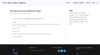 Pandora Mood default login | John Galt Group