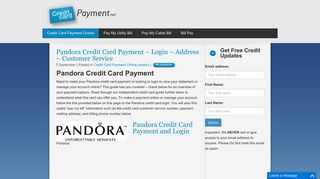 Pandora Credit Card Payment - Login - Address - Customer Service