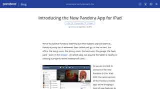Introducing the New Pandora App for iPad – Pandora Blog