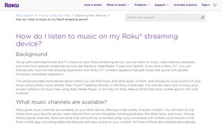 How do I listen to music on my Roku® streaming device? | Official ...