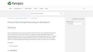Find and View Panopto Recordings in Blackboard - Panopto Community