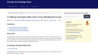 Adding a Panopto Video Link to Your Blackboard Course | Faculty ...