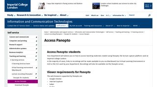 Access Panopto | Administration and support services | Imperial ...