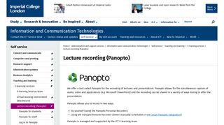 Lecture recording (Panopto) - Imperial College London