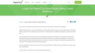 PaperCut KB | Login to PaperCut interfaces using Email Address