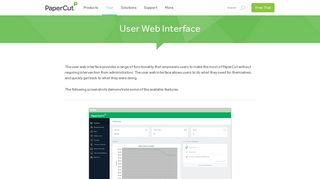 User Web Interface - PaperCut