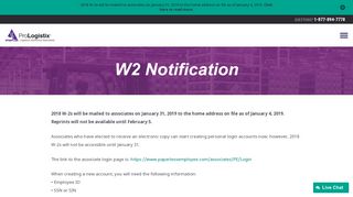 W2 Notification | Prologistix
