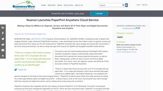 Nuance Launches PaperPort Anywhere Cloud Service | Business Wire
