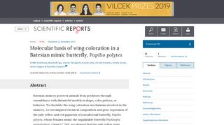 Molecular basis of wing coloration in a Batesian mimic butterfly ...