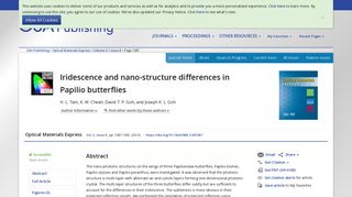 OSA | Iridescence and nano-structure differences in Papilio butterflies