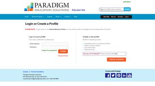 Customer Login | Educator | Paradigm Education Solutions