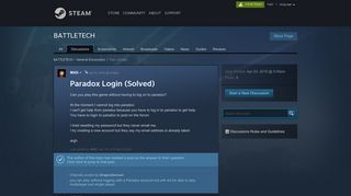 Paradox Login (Solved) :: BATTLETECH General Discussions