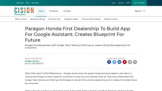 Paragon Honda First Dealership To Build App For Google Assistant ...