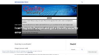 I can't log into Paragon and get a Clareity security error – Nevada MLS ...