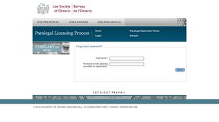 Forgot your password? - Paralegal Licensing Process - Law Society of ...
