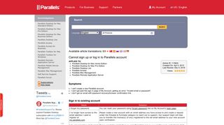KB Parallels: Cannot sign up or log in to Parallels account