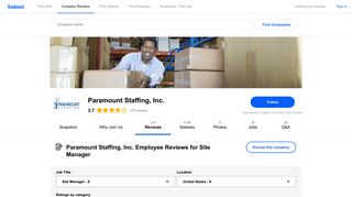 Working as a Site Manager at Paramount Staffing, Inc.: Employee ...