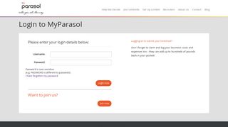 MyParasol - Login to your account