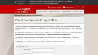 My account - Parcelforce Worldwide
