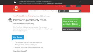 Parcelforce Global Priority Return Service | Royal Mail Group Ltd