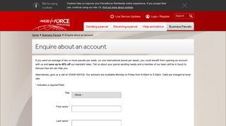 Apply for an account today with Parcelforce Worldwide
