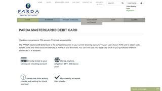 Debit Cards - PARDA Federal Credit Union