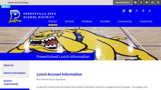 Pardeeville Area School District - PowerSchool Lunch Information