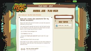 How do I reset the password for my Parent Account? – Animal Jam ...