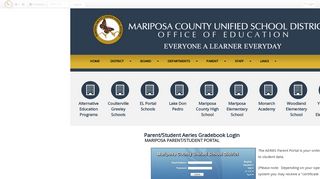 Parent/Student Aeries Gradebook Login • Page - Mariposa County ...