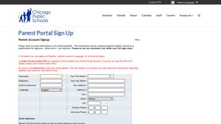 CPS : Home : Parent Portal Sign Up - Chicago