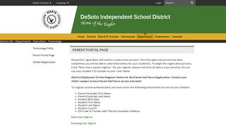 Parent Portal Page - DeSoto ISD