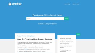How To Create A New Parent Account – Prodigy