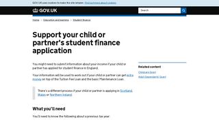 Support your child or partner's student finance application - GOV.UK