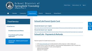 Food Service / School Cafe - Online Lunch Account Payments