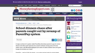 School dinners chaos after parents caught out by revamp of ParentPay ...