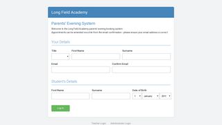 Parents Evening System - Long Field Academy