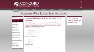 ParentsWeb Login Instructions - Concord Christian School