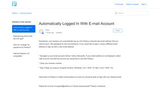 Automatically Logged In With E-mail Account – Paribus