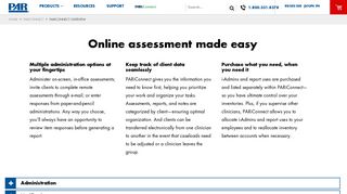 PARiConnect | Online psychological assessment | Administer, score