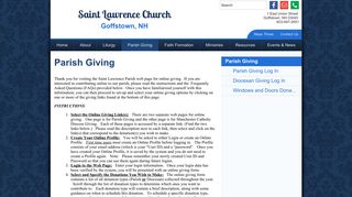 Parish Giving - Saint Lawrence Church - Goffstown, NH