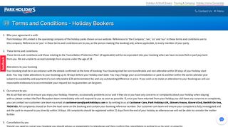 Terms and Conditions - Park Holidays UK