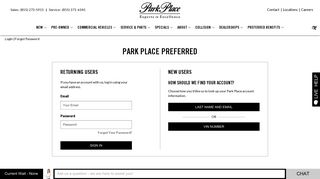 Park Place Preferred Rewards - Login