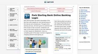 Park Sterling Bank Online Banking Login - Login Bank
