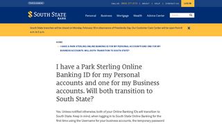 I have a Park Sterling Online Banking ID for my Personal accounts and ...