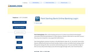 Park Sterling Bank Online Banking Login | Bank Login