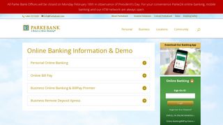 Online Banking Information & Demo - ParkeBank